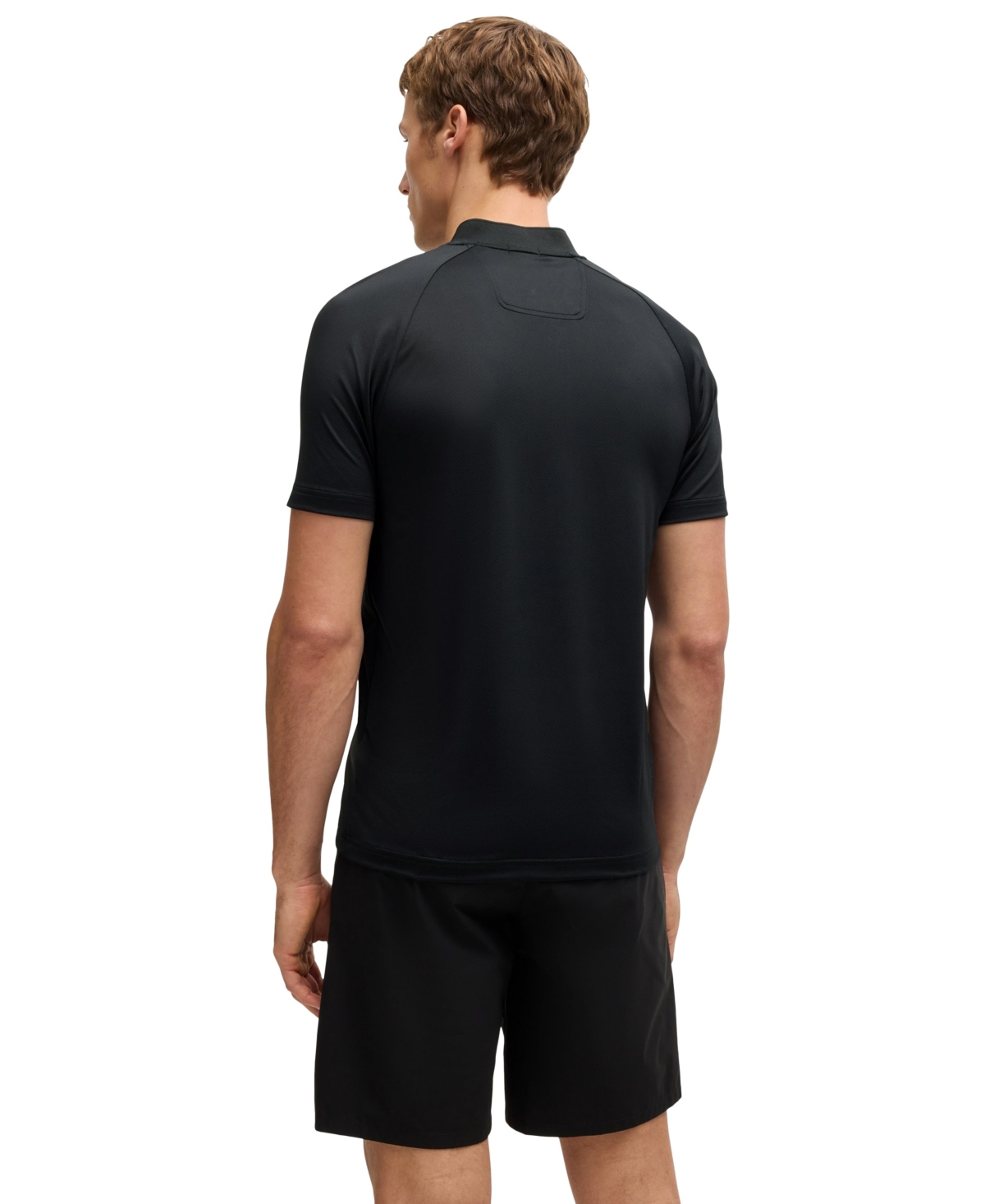 Hugo Boss Active Slim-fit Polo Shirt In Super-stretch Mesh In Black
