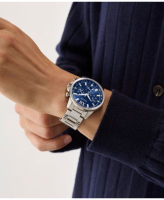 Men's Multifunction Silver Tone Stainless Steel Watch, 44mm