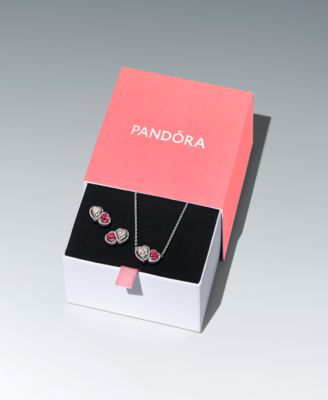 Pandora Red and Clear Double Halo Heart Gift Set - Macy's