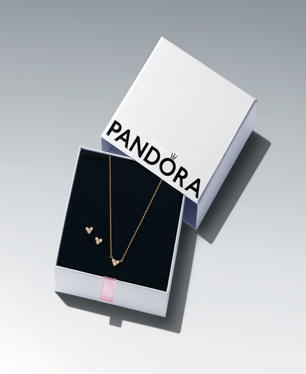 Pandora Gold Plated Triple Stone Heart Gift Set