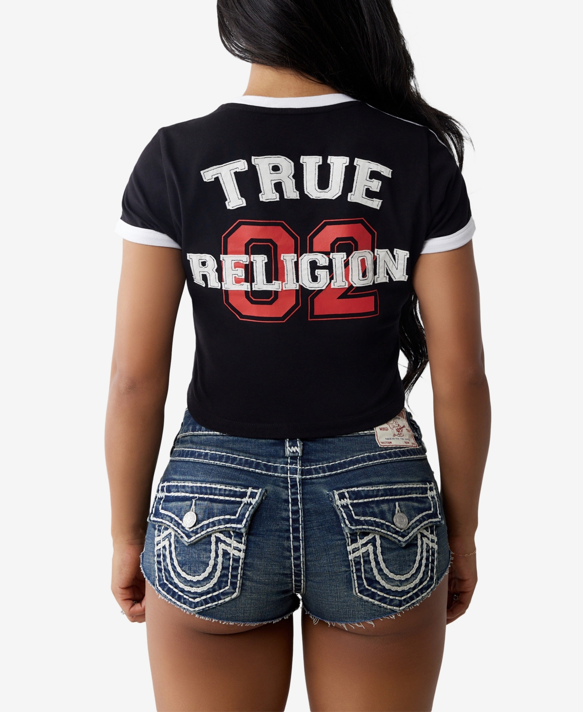 TRUE RELIGION WOMEN'S SPORTY LOGO BABY CREWNECK T-SHIRT 