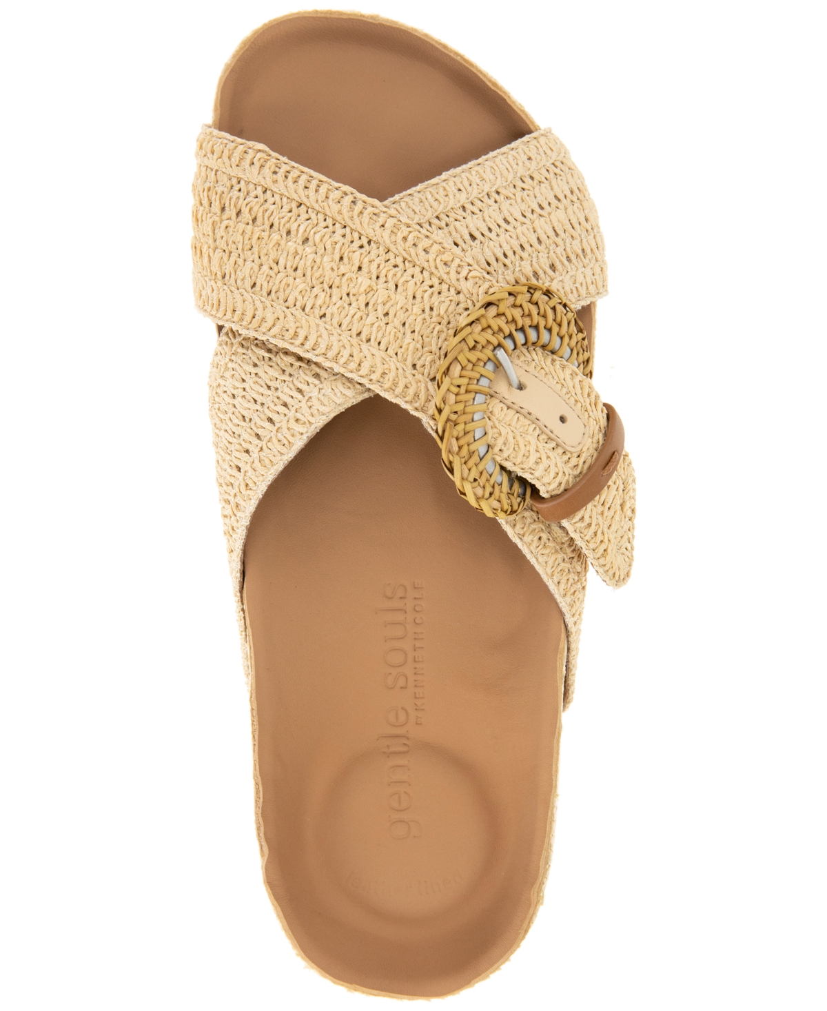 Shop Gentle Souls Women's Louisa Buckled Slide Sandals In Natural Raffia