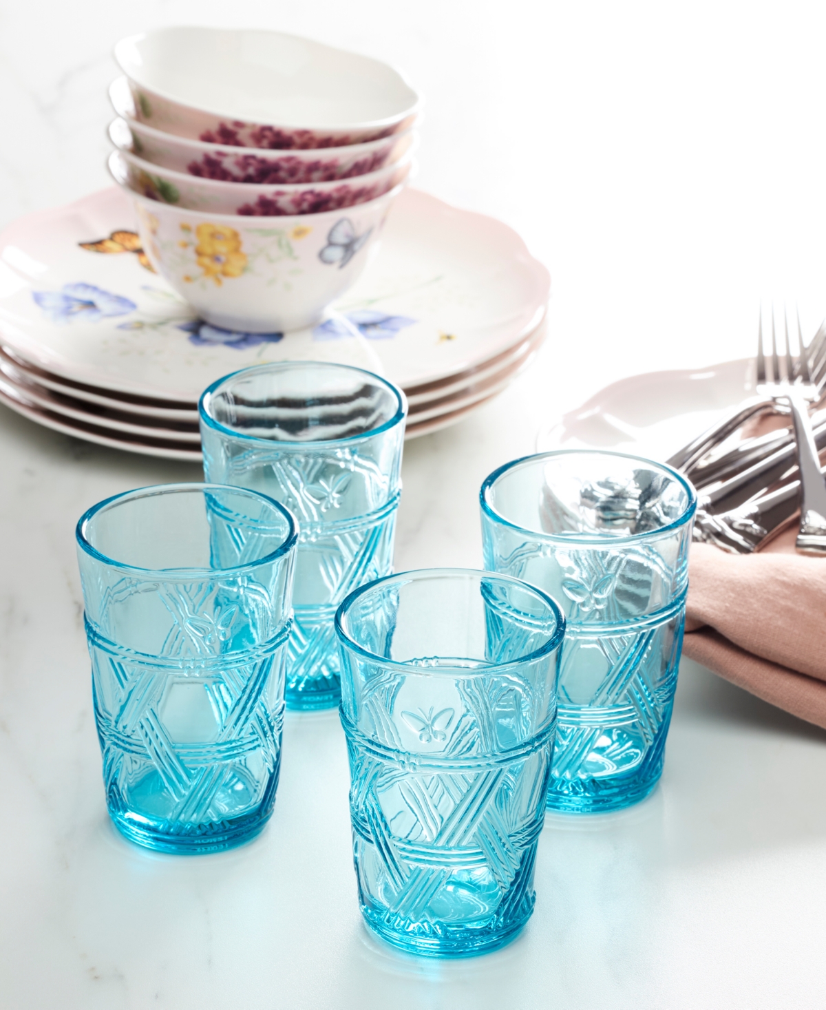 Lenox Butterfly Meadow Blue Tall Glasses, Set Of 4 In Blue