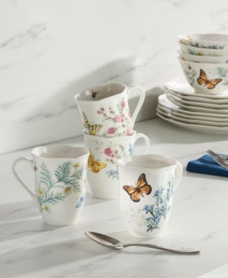 Butterfly Meadow Herbs Mugs, Set of 4