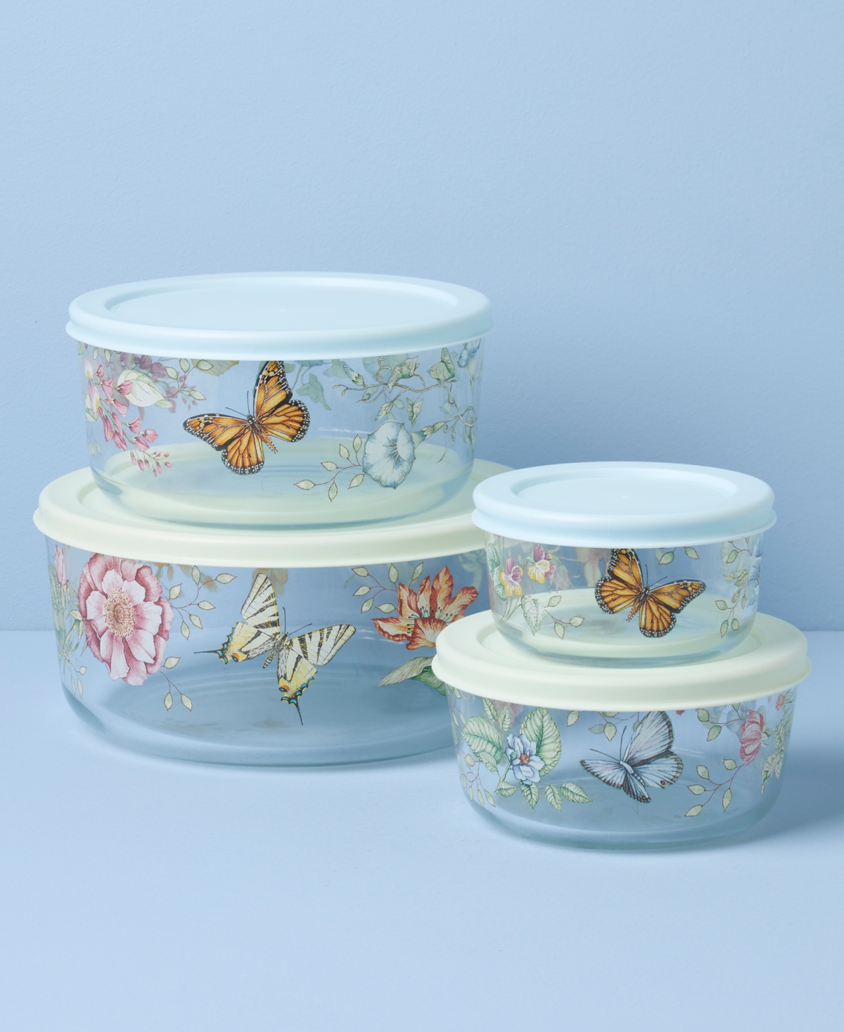 Lenox Butterfly Meadow Glass Food Storage Container with Lid, Set of 4