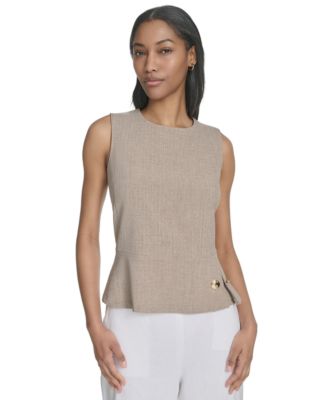Halston - Women's Sleeveless Side-Pleat Peplum Top