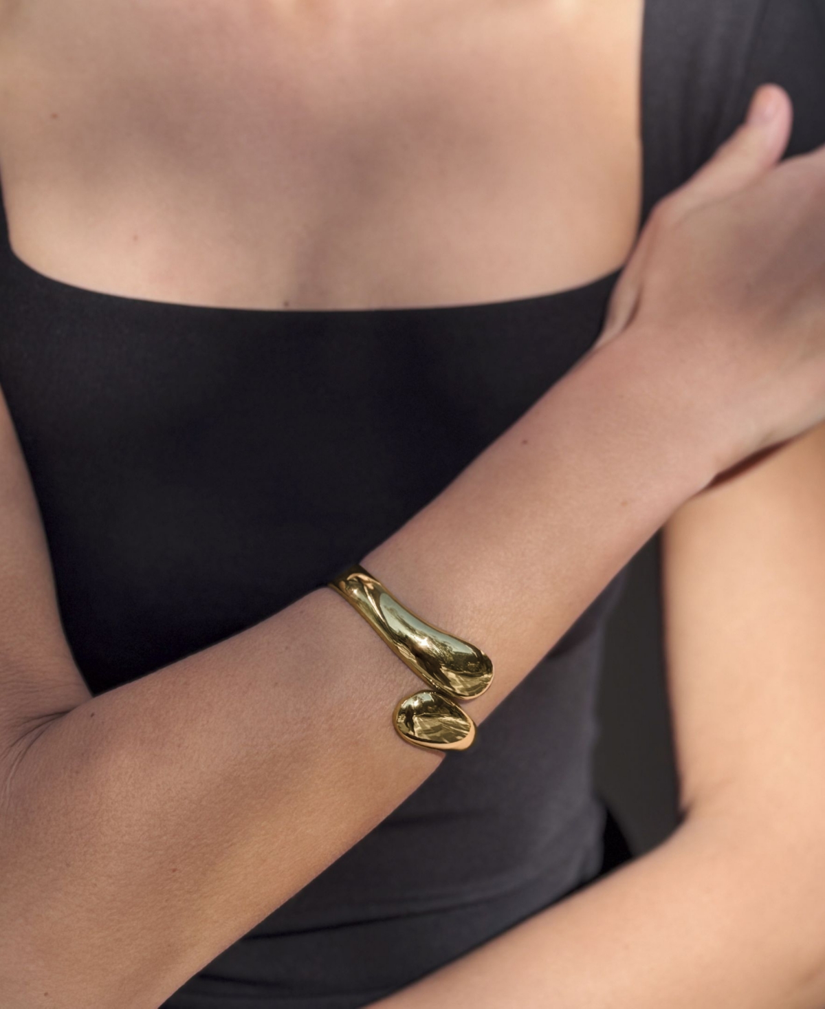 Adornia Gold Plated Overlapping Cuff In Gold