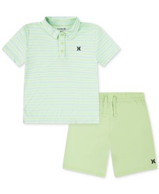 Hurley - Little Boys H2O-DRI Stripe Polo & Shorts Set