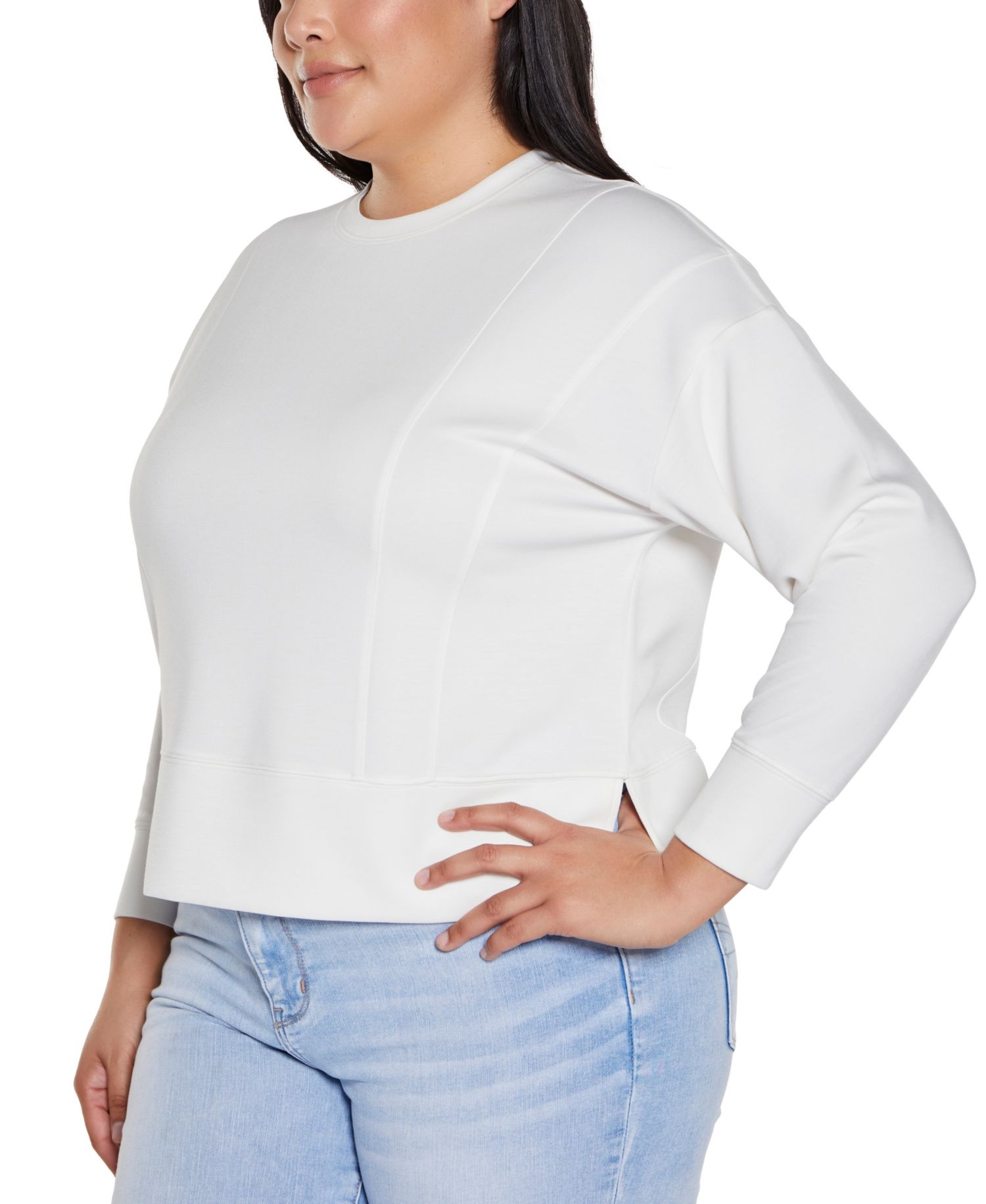 Plus Size Scuba Knit Drop-Shoulder Top