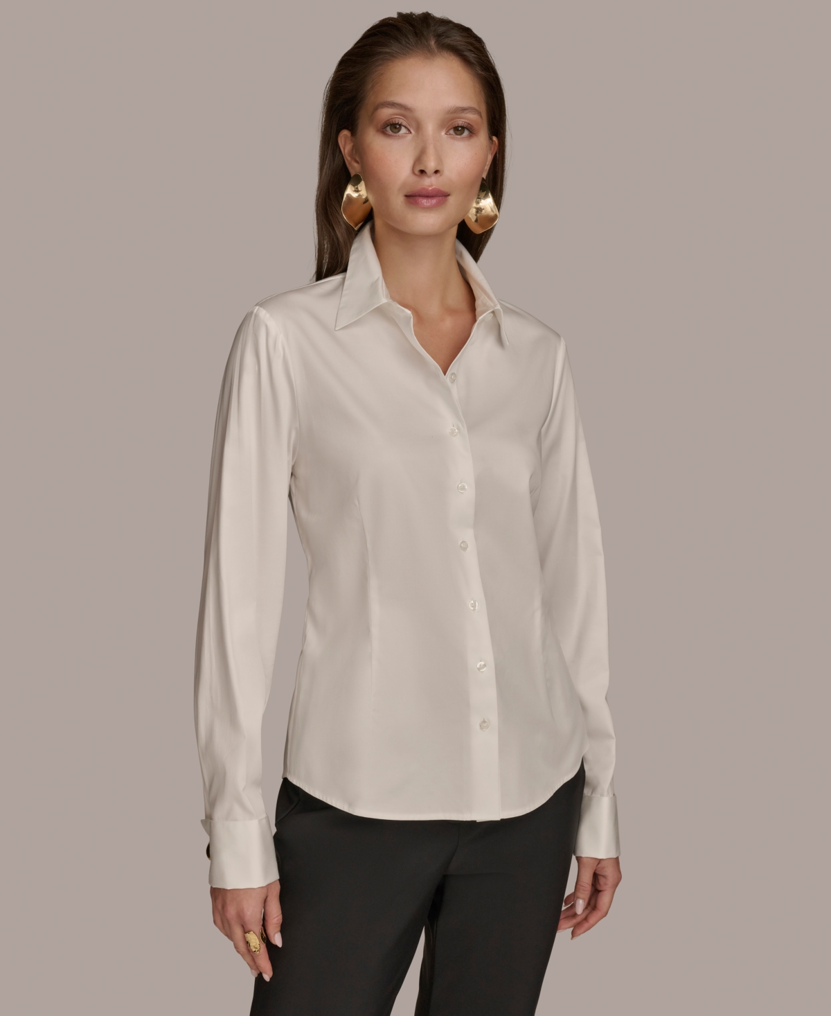 Women's Wrist-Hardware Button-Down Shirt - Cream