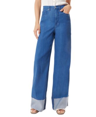 Sam Edelman - Women's High-Rise Wide-Leg Turned-Hem Jeans