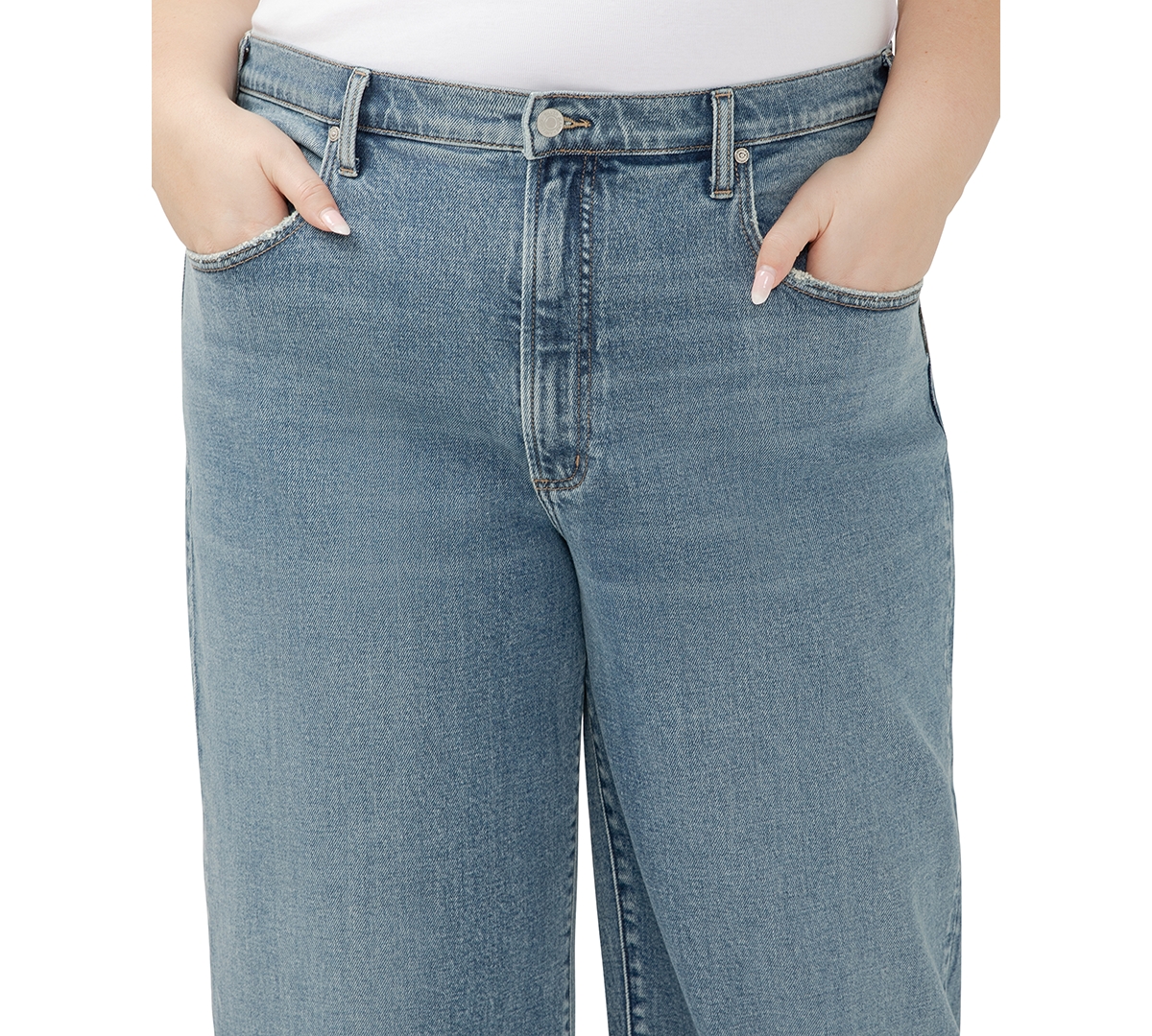 Shop Silver Jeans Co. Plus Size Be Easy High-rise Wide-leg Jeans In Indigo