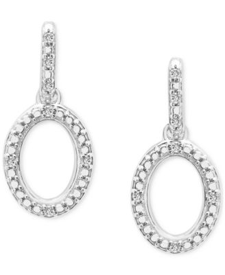 2-Pc. Set Diamond Oval Pendant Necklace & Matching Drop Earrings (1/6 ct. t.w.) in Sterling Silver, Exclusively at Macy's