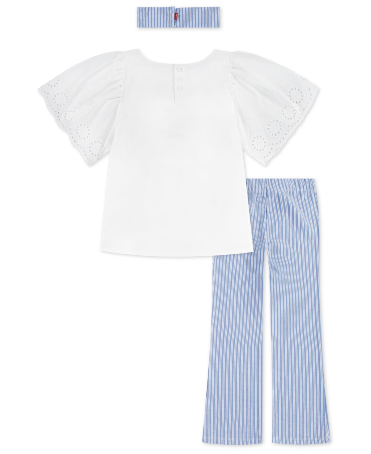 Levi's Toddler Girls 3-piece Flatter Top Flared Leggings And Headband Set In Bright White