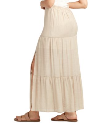 Solid Gauzy Texture Maxi Skirt