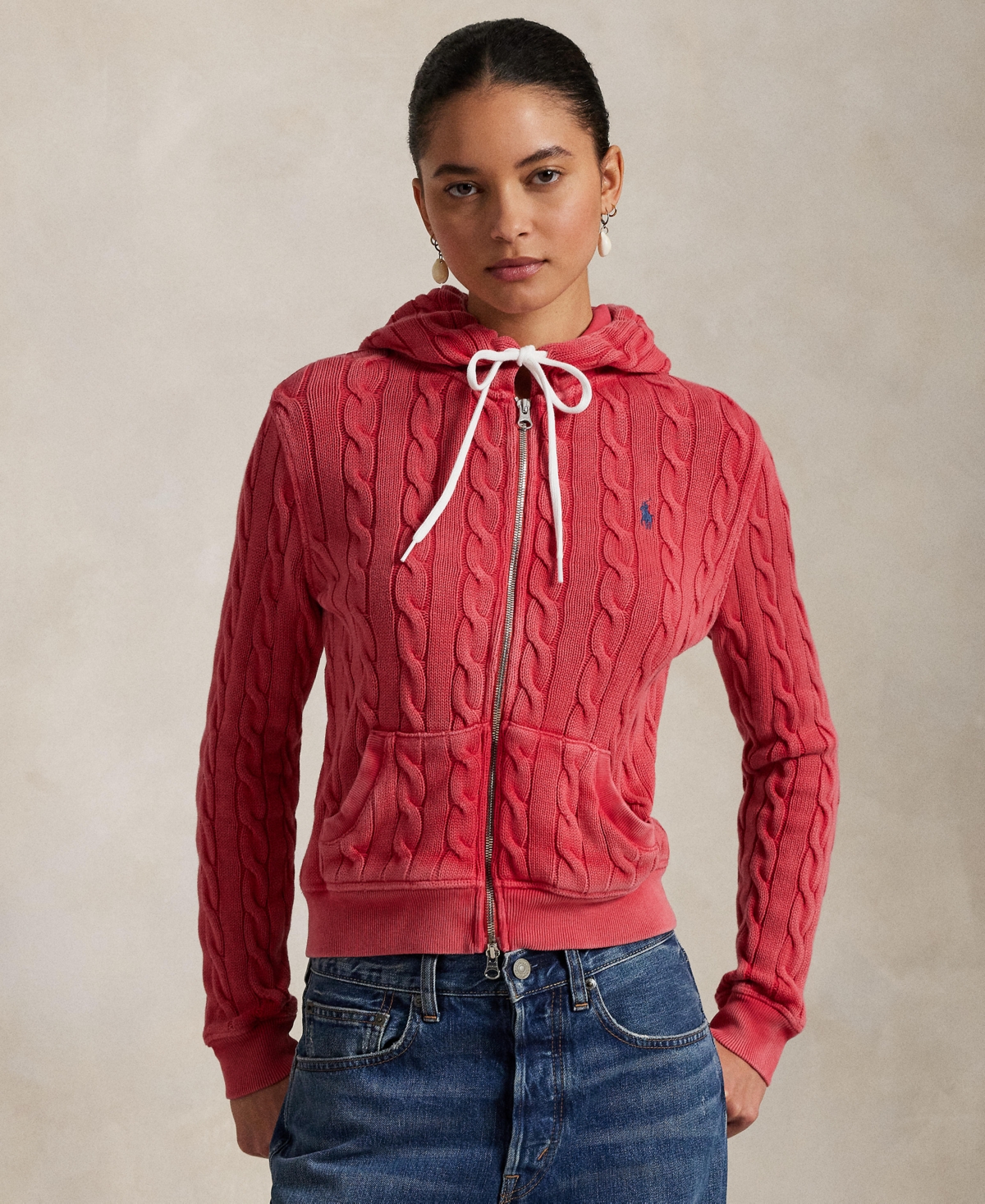 Polo Ralph Lauren Cotton Zip-up Sweatshirt In Red Sky