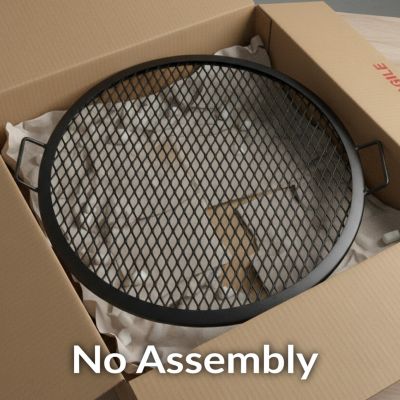 Outdoor Camping or Backyard Heavy-Duty Steel Round X-Marks Fire Pit Cooking Grilling Grate