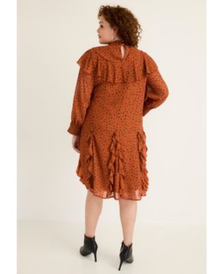 Women's June + Vie Ruffled Chiffon Mockneck Dress