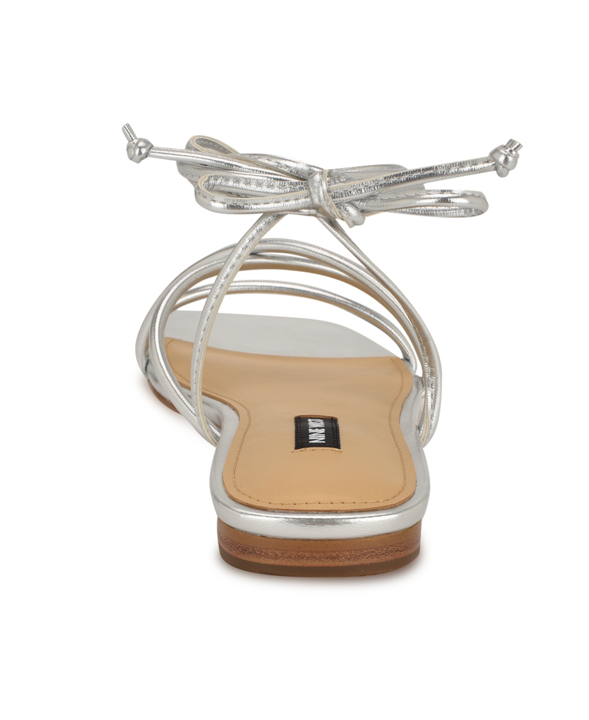 Nine West Mikila Ankle Wrap Sandal In Silver