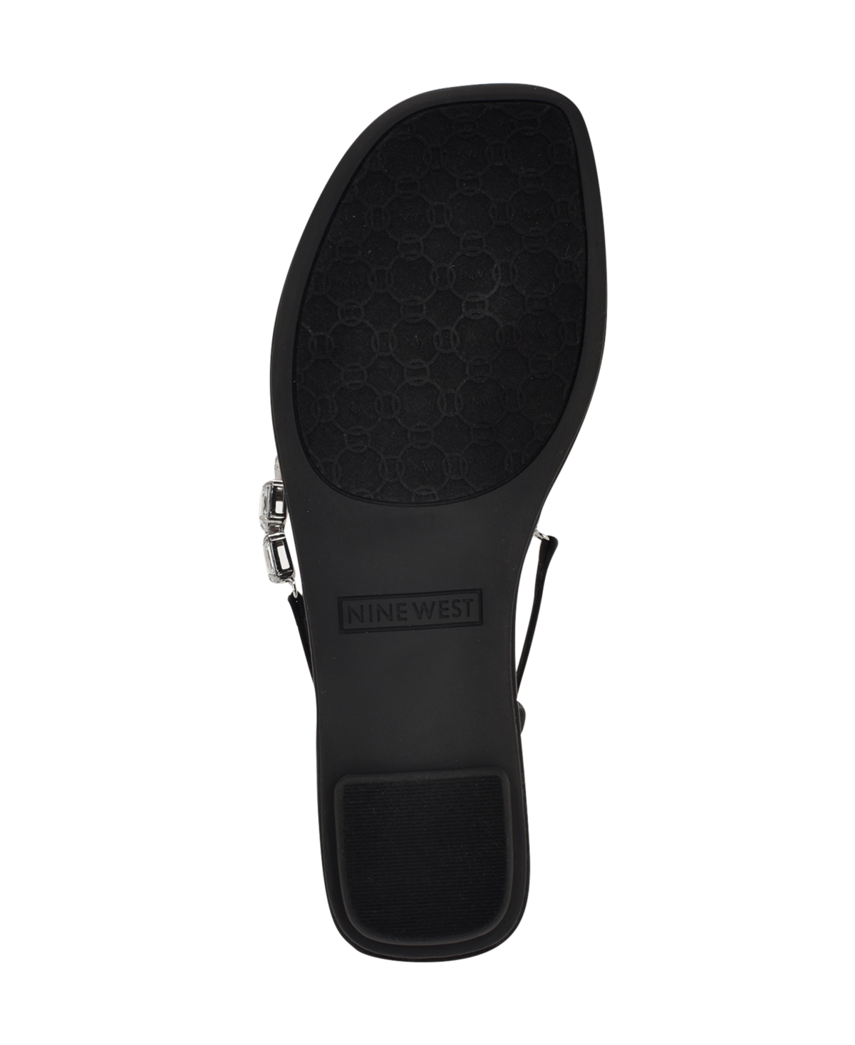 Shop Nine West Women's Dynasti Embellished T-strap Flat Sandals In Black
