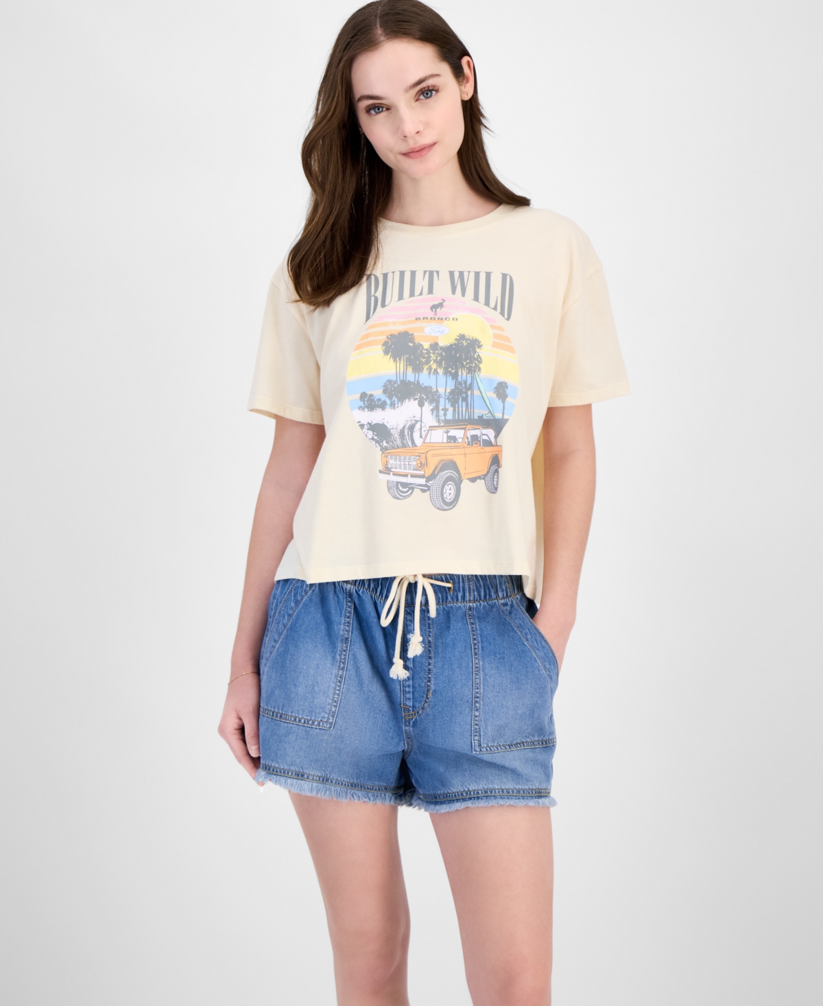 Juniors' Ford Bronco Graphic T-Shirt - Beige