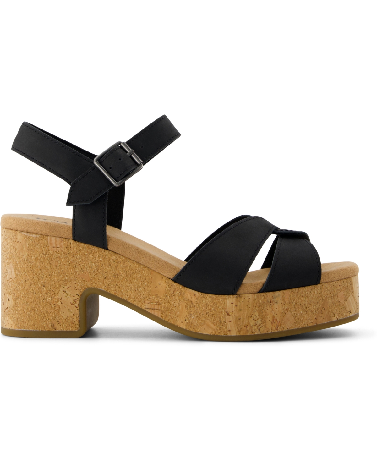Shop Toms Women's Isla Open Toe Wedge Sandals In Black Leather