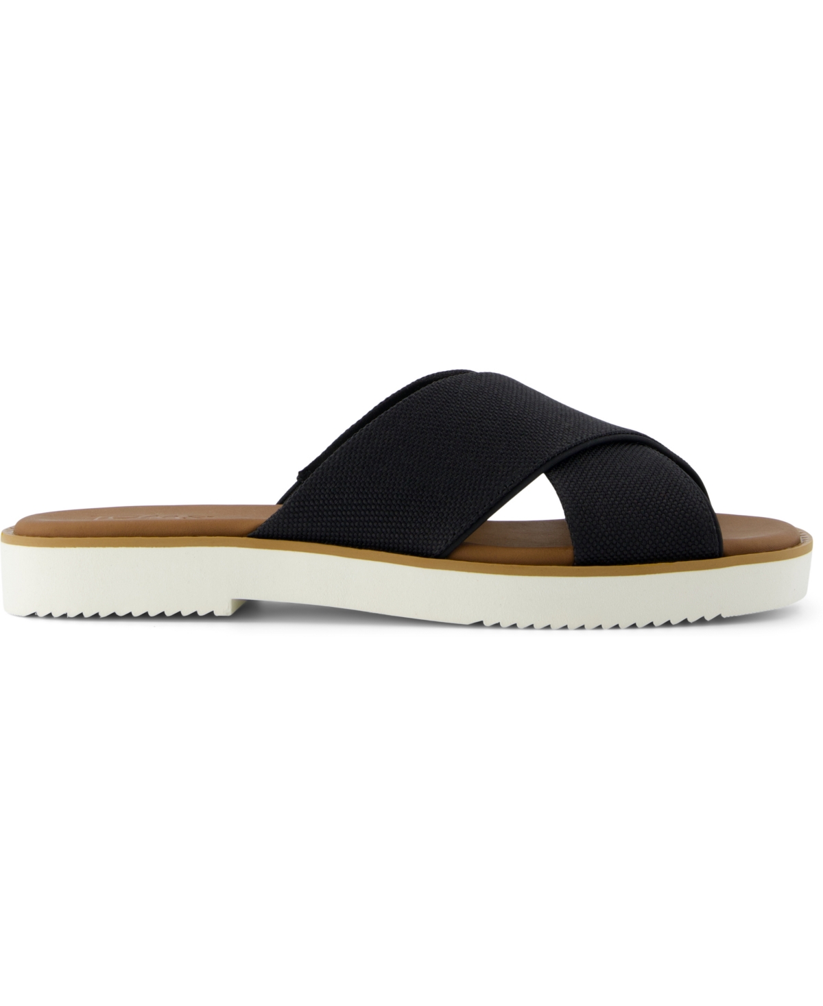Toms Mae Crisscross Slide Sandal In Black Heavy Canvas