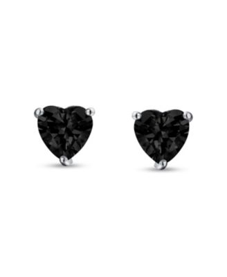 1CT Cubic Zirconia Solitaire Heart Shaped CZ Stud Earrings .925 Sterling Silver 7MM