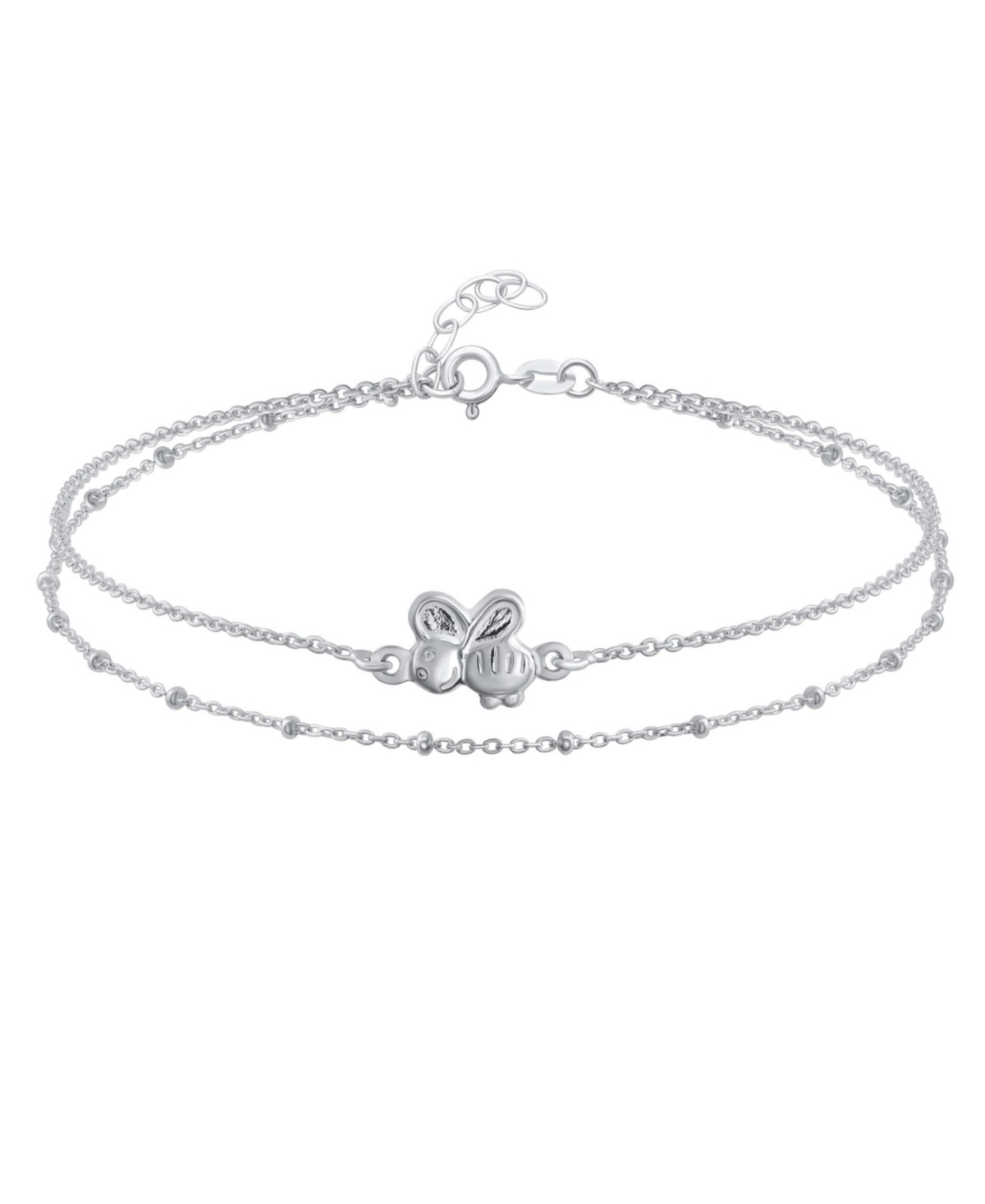 Queen Bumble Bee Charm Anklet Ankle Bracelet Sterling Silver 9-10 Inch - Silver