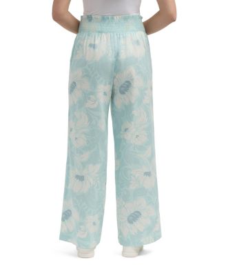 Women's Linen Smocked Wide Leg Pant