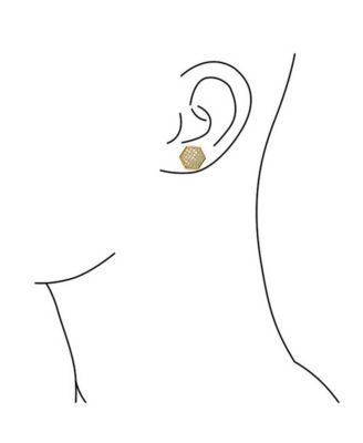 Geometric Honeycomb Hexagon CZ Stud Earrings , 14K Gold Sterling Silver