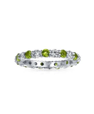 Alternating Two Tone Cubic Zirconia Stackable CZ Eternity Cocktail Statement Ring .925 Sterling Silver