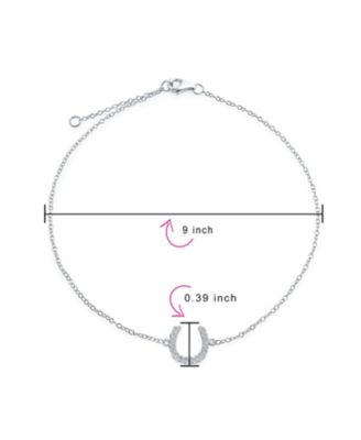Delicate Pave CZ Horseshoe Anklet Ankle Bracelet Gold Plated Sterling Silver 9-10"