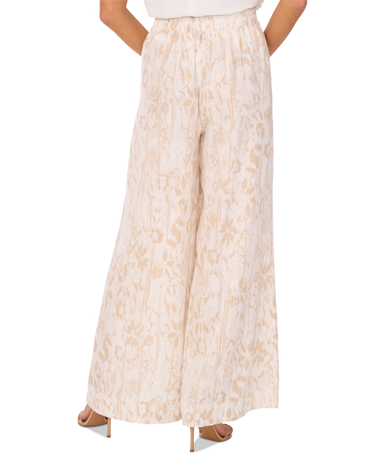 Vince Camuto Women's Printed Mid-rise Wide-leg Pants In Oyster Grey