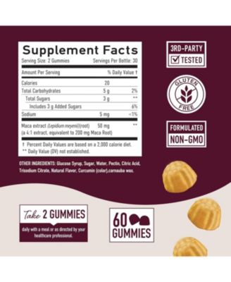 Maca Root Gummies with Natural Peach Flavors, Hormone Balance for Women and Men, 60ct
