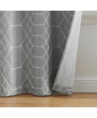 Kendal Geometric Embroidered Blackout Window Curtain Panel, Set of 2