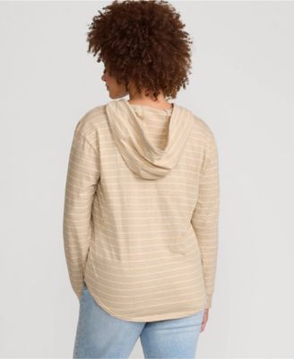 Women's Long Sleeve Slub Hooded Popover