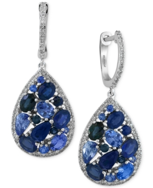 image of Effy Sapphire (3-7/8 ct. t.w.) and Diamond (2/5 ct. t.w.) Drop Earrings in 14k White Gold
