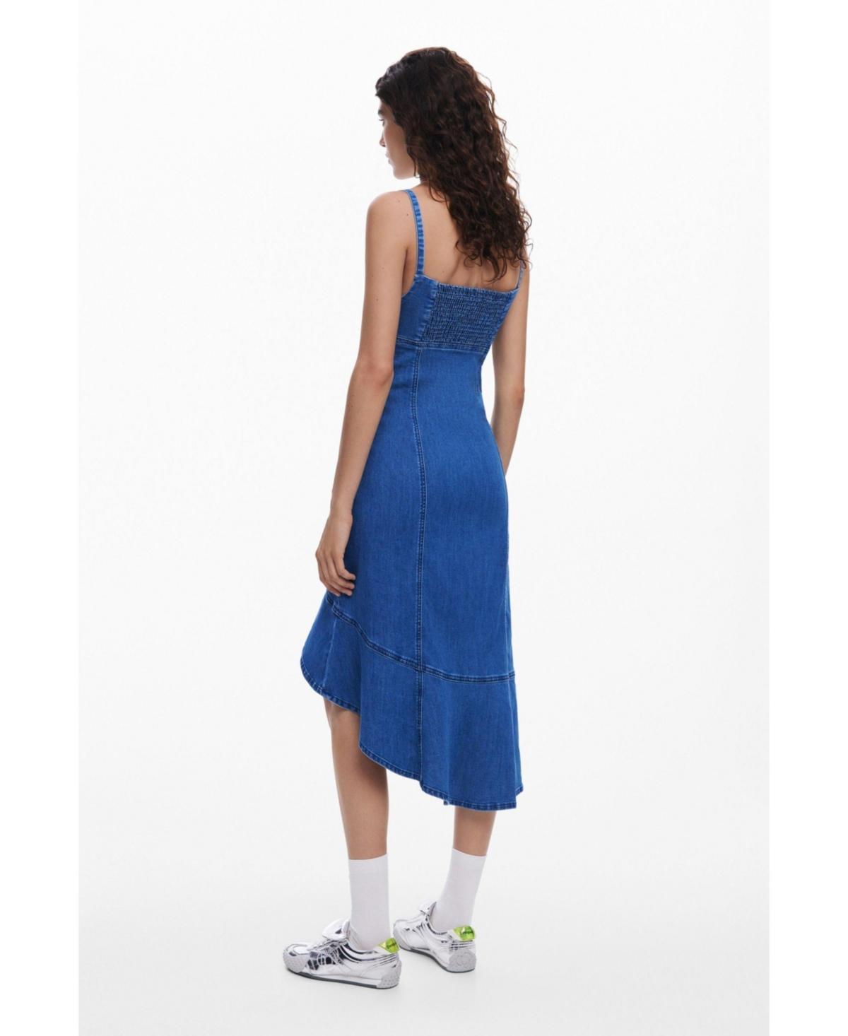 Desigual Asymmetric Denim Dress In Blue