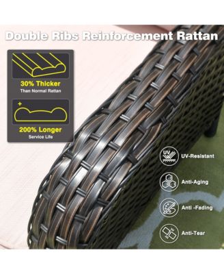 Outdoor Furniture Patio Furniture Conversation Set 5 Pieces All Weather Wicker High Back Couch with Ottomans