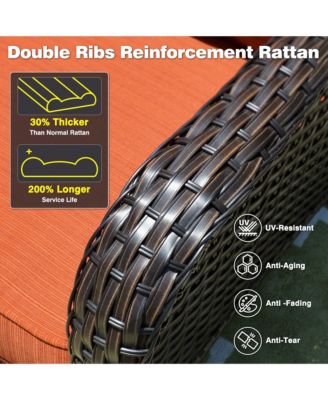 Outdoor Furniture Patio Furniture Conversation Set 5 Pieces All Weather Wicker High Back Couch with Ottomans