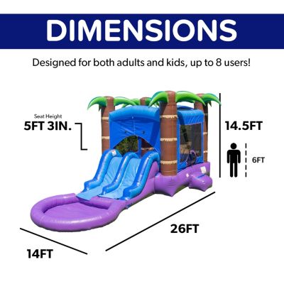 HeroKiddo Enchanted Forest Bounce House & Water Slide Combo w/ Detachable Pool (No Blower Included), Commercial Grade Inflatable