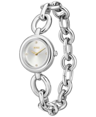 Women's Live Quartz Slim Silver-Tone Stainless-Steel Watch, 28mm