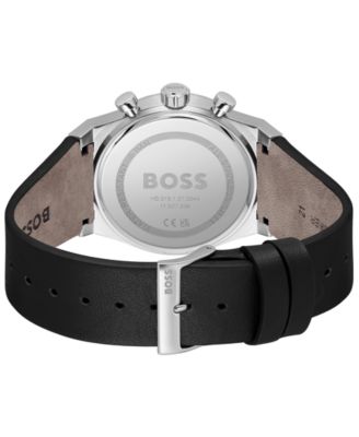 Men's Candor Quartz Chronograph Black Leather Watch, 41mm