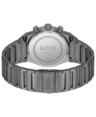 Men's Candor Quartz Chronograph Ionic Plated Gray Stainless-Steel Watch, 41mm