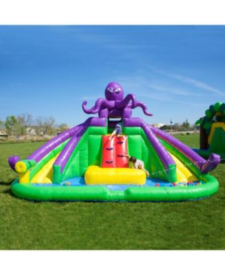 HeroKiddo Octopus Inflatable Water Slide with Splash Pool and Dual Slides for Kids and Toddlers (with Blower), Water Cannon, Climbing Wall, Backyard Water Park, Summer Fun