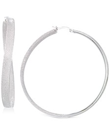 Satin-Finished Hoop Earrings in Platinum over Sterling Silver