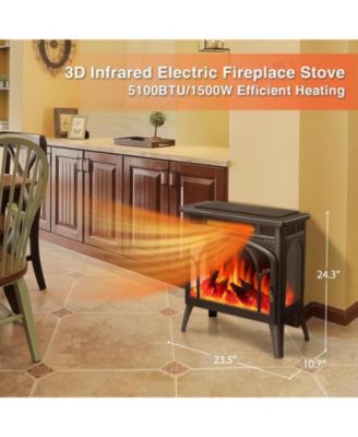 Freestanding Electric Fireplace Stove – Realistic Flame Heater with Remote, Timer & Adjustable Flame Settings