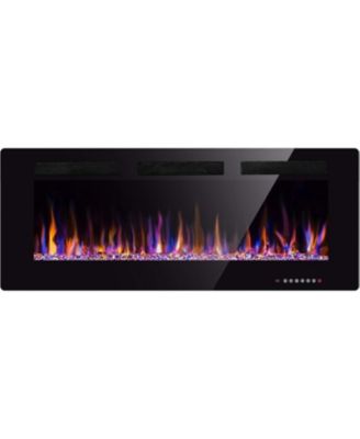 Electric Fireplace inch Recessed and Wall Mounted,The Thinnest FireplaceLow Noise, Fit for 2 x 6 Stud, Remote Control with Timer,Touch Screen,Adjustable Flame Colors and Speed