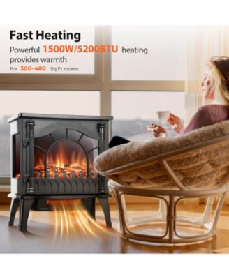 Electric Fireplace Heater, 20" Infrared Fireplace Heater 1000/1500W, 3D Realistic Flames Effect, ETL Certificated, Adjustable Flame Brightness